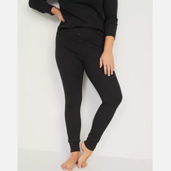 NWT Old Navy Black Thermal Knit Pajama Pants Sleep Leggings Lounge Women XS - Picture 4 of 4